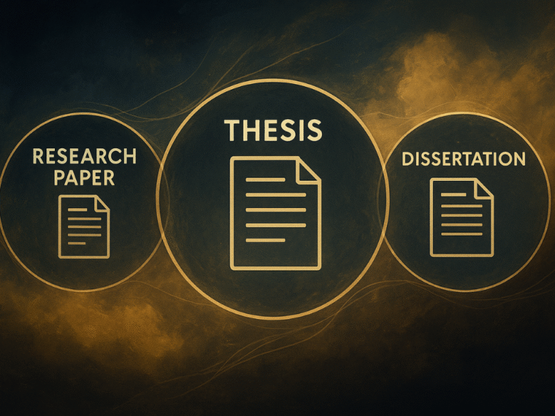 difference between research paper thesis and dissertation visual concept