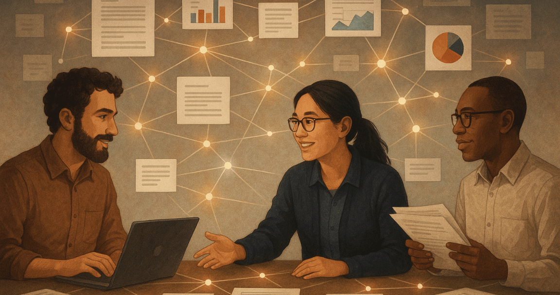 academic networking illustration of researchers building connections