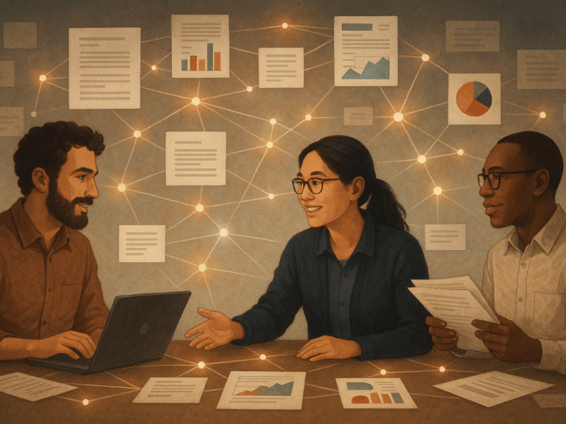 academic networking illustration of researchers building connections