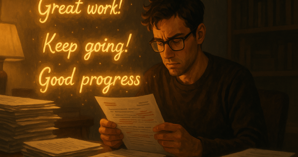 researcher handling reviewer feedback illustration