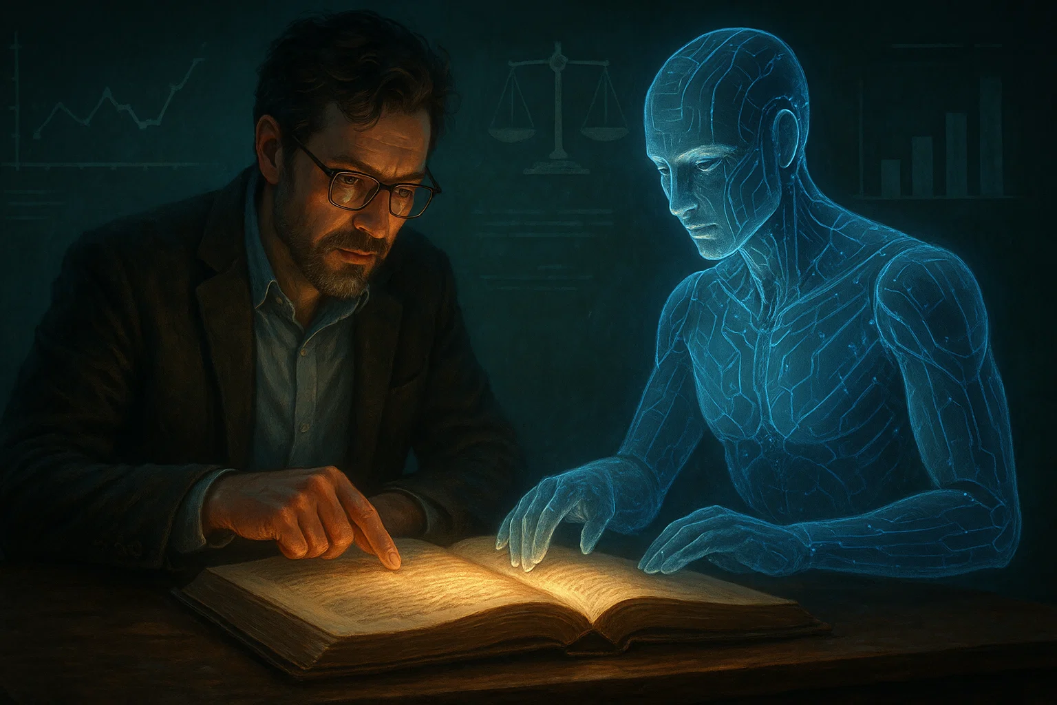 Researcher and AI collaborating ethically on academic research