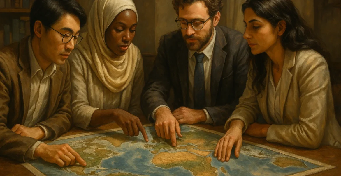 Diverse researchers collaborating ethically across cultures and regions for ethical considerations in cross-cultural research