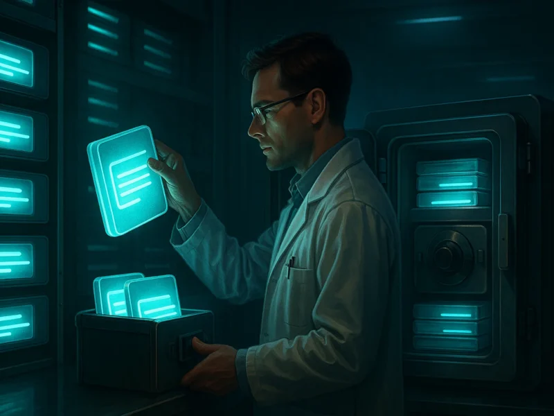 Researcher securely archiving digital data after completing a research project.