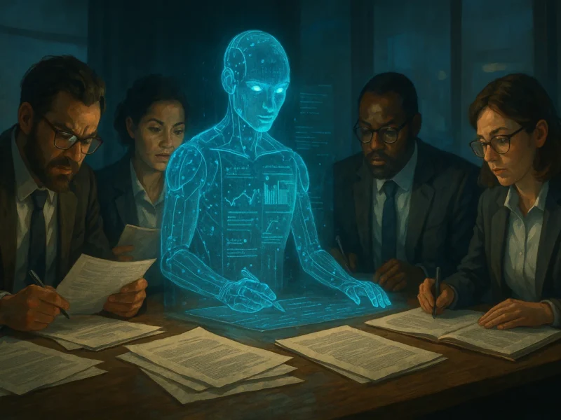 Researchers and AI collaborating in the peer review process of academic publishing.