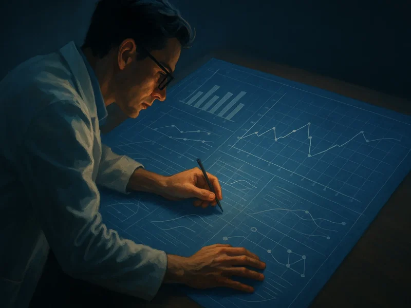 Researcher analyzing a digital blueprint representing an academic research design.