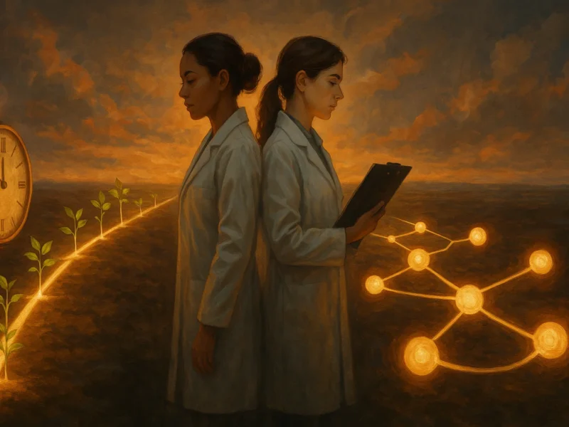 Researchers comparing longitudinal and cross-sectional study designs represented by branching timelines.