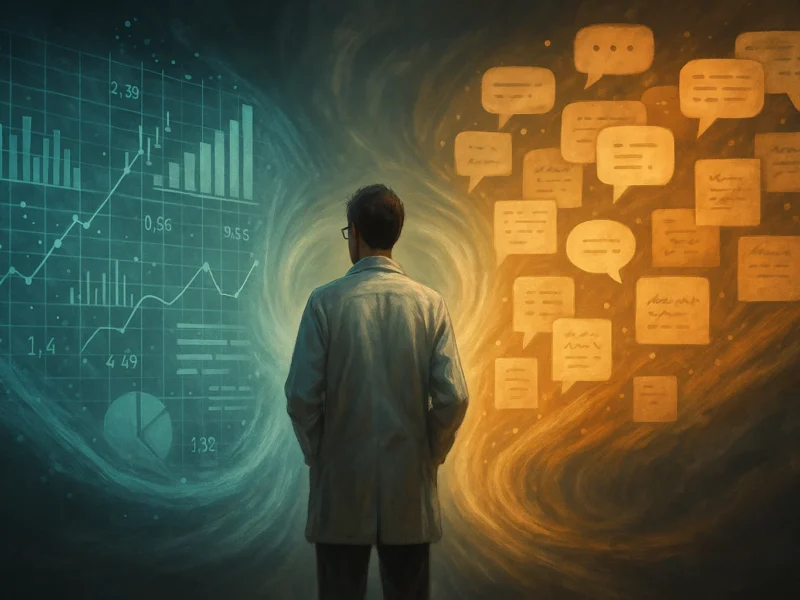 Researcher integrating qualitative and quantitative data in a mixed methods study