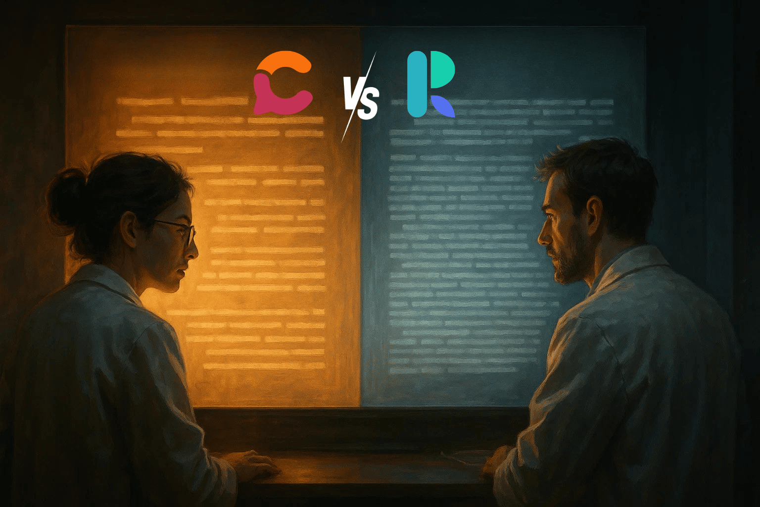 Researchers comparing literature insights between ResearchPal and Consensus AI tools.