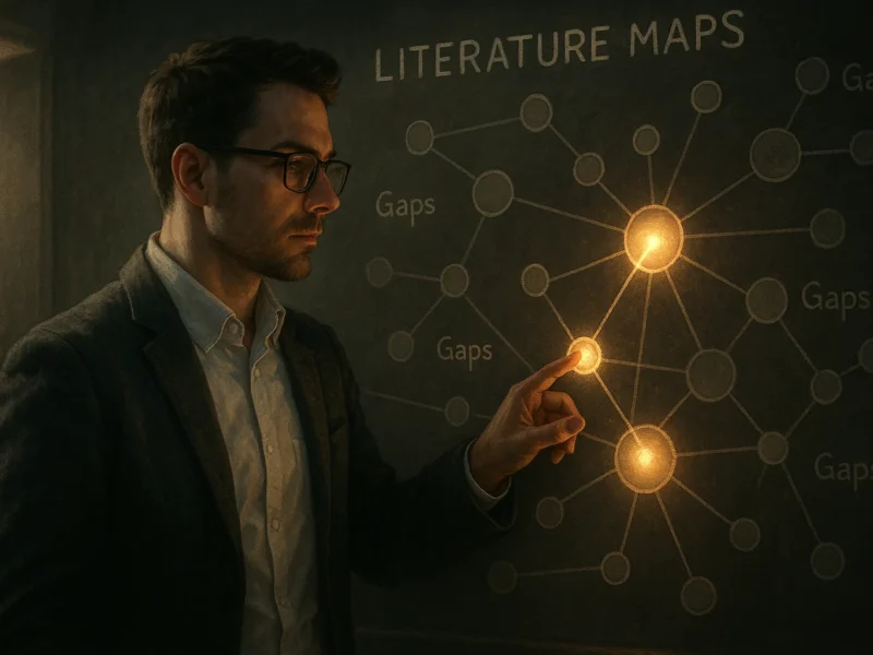 researcher identifying gaps in holographic literature maps.