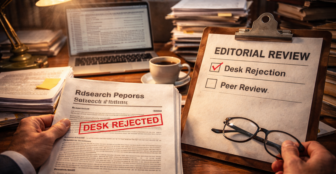 Academic editor desk rejecting a research paper during initial editorial review