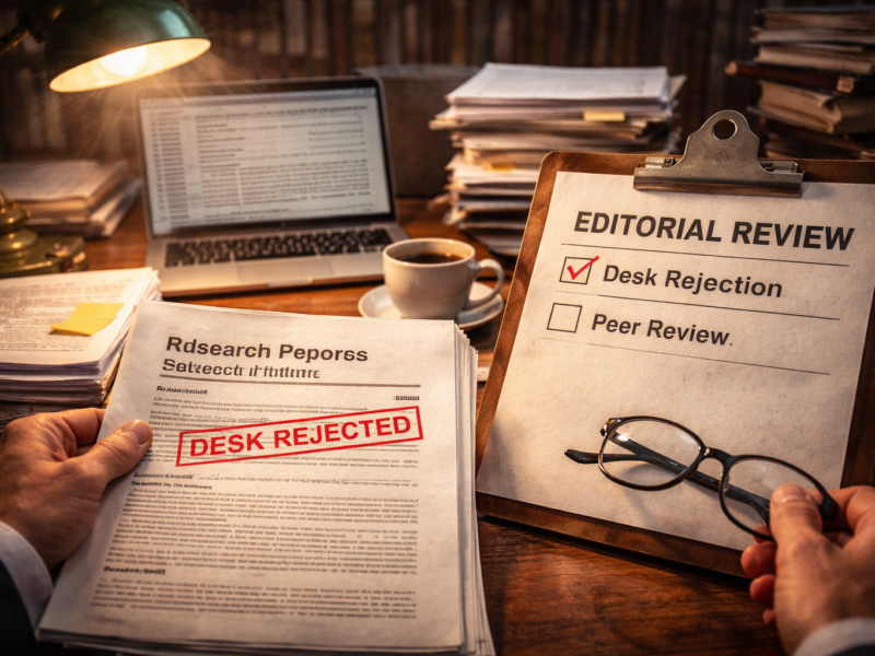 Academic editor desk rejecting a research paper during initial editorial review