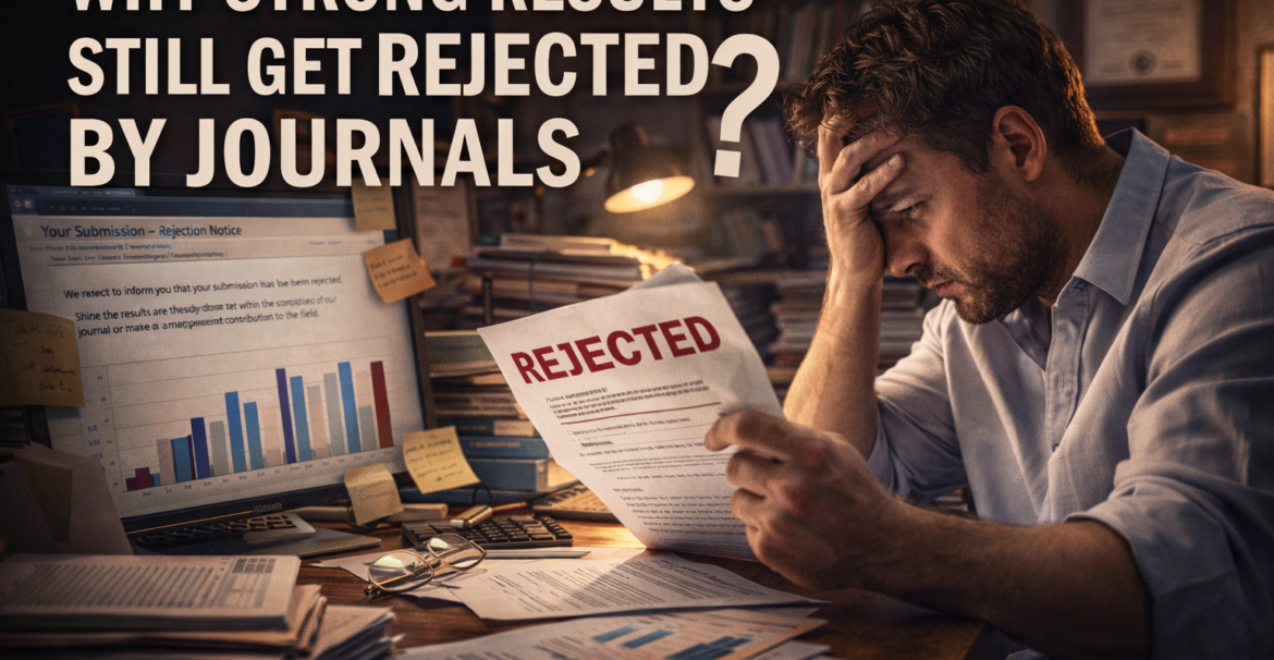 Researcher reacting to journal rejection despite strong research results