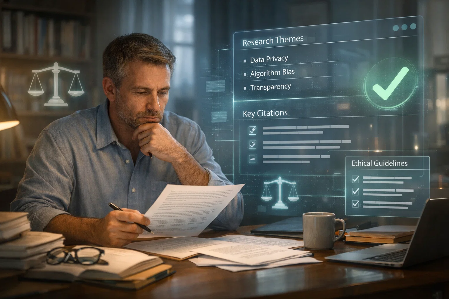 researcher using AI responsibly to support a literature review.