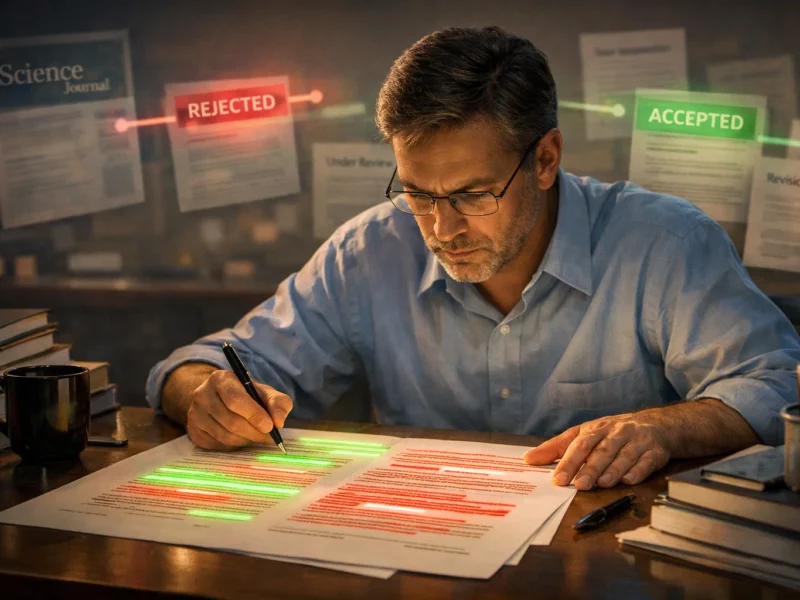 researcher reviewing editorial feedback after a desk rejection