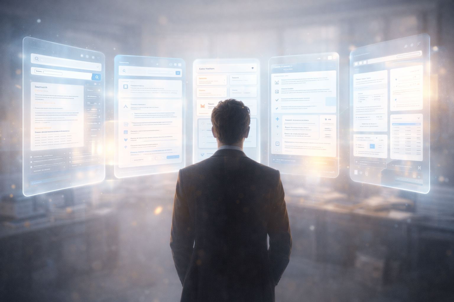 Researcher comparing academic research software tools in a light-themed digital environment