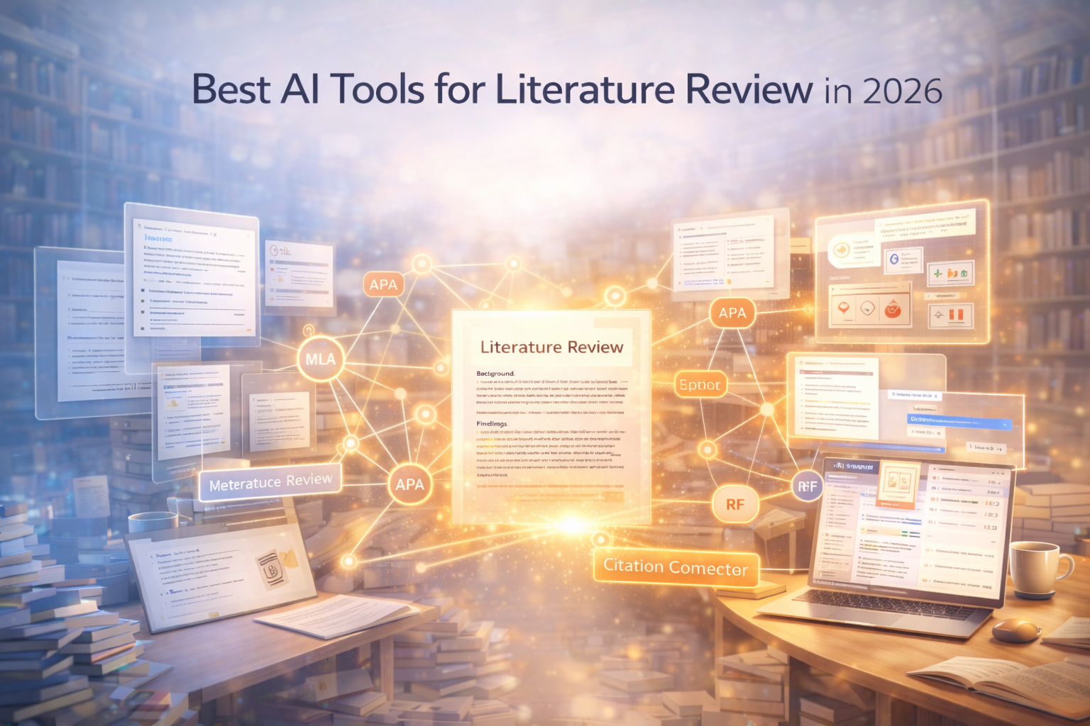 AI tools for literature review connecting research papers, citations, and academic writing in a digital research environment